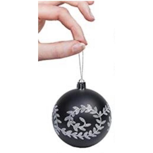 Set of 10 Black Christmas Tree Ornaments - Picture 2 of 6